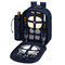 Picnic at Ascot 2 Person Picnic Backpack w/Cooler & Insulated Wine Holder - Navy | James Anthony Collection