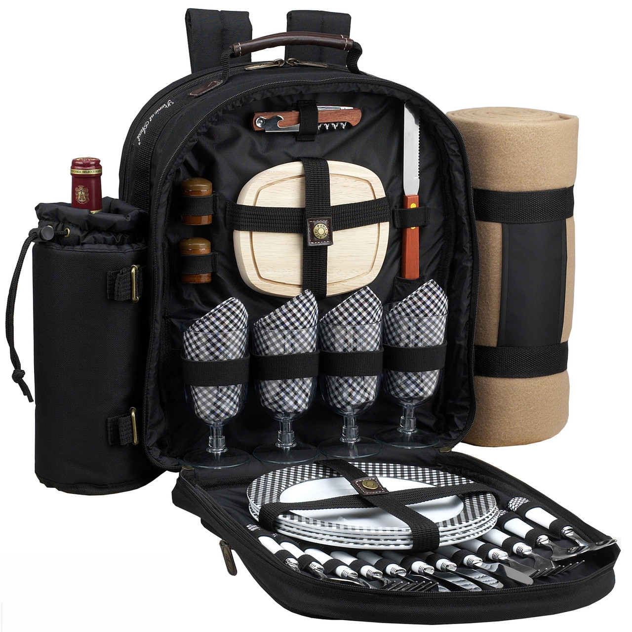 Picnic At Ascot 4 Person Picnic Backpack W Cooler Insulated Wine Holder Blanket James Anthony Collection