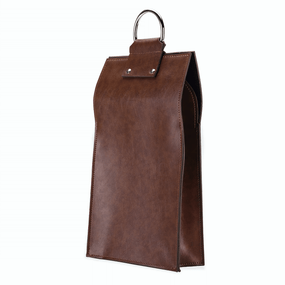 Viski Admiral Faux Leather Double Bottle Brown Wine Tote | James Anthony Collection