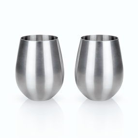 Viski Admiral Stainless Steel Stemless Wine Glasses | James Anthony Collection