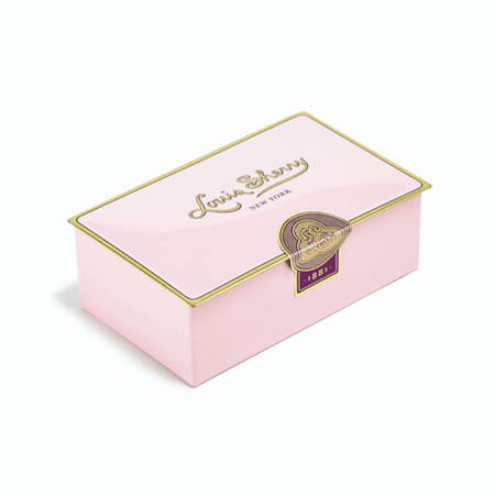 Louis Sherry Chocolates 2-Piece Camellia Pink Tin | James Anthony Collection