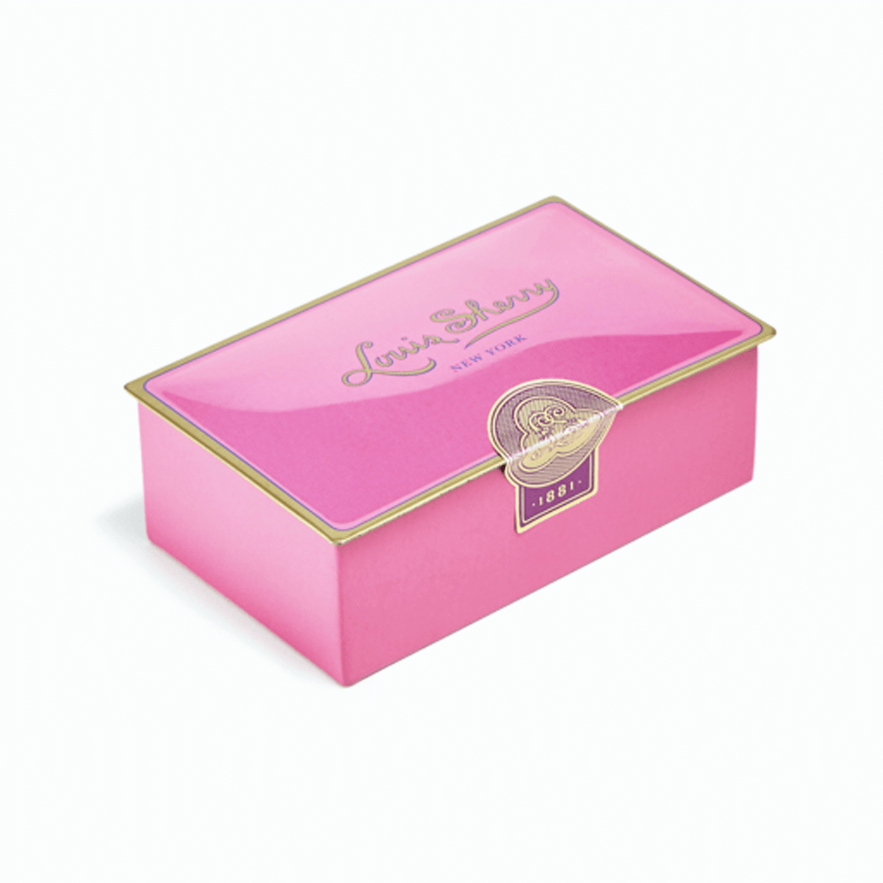 Louis Sherry Chocolates 2-Piece Draper Pink Tin | James Anthony Collection