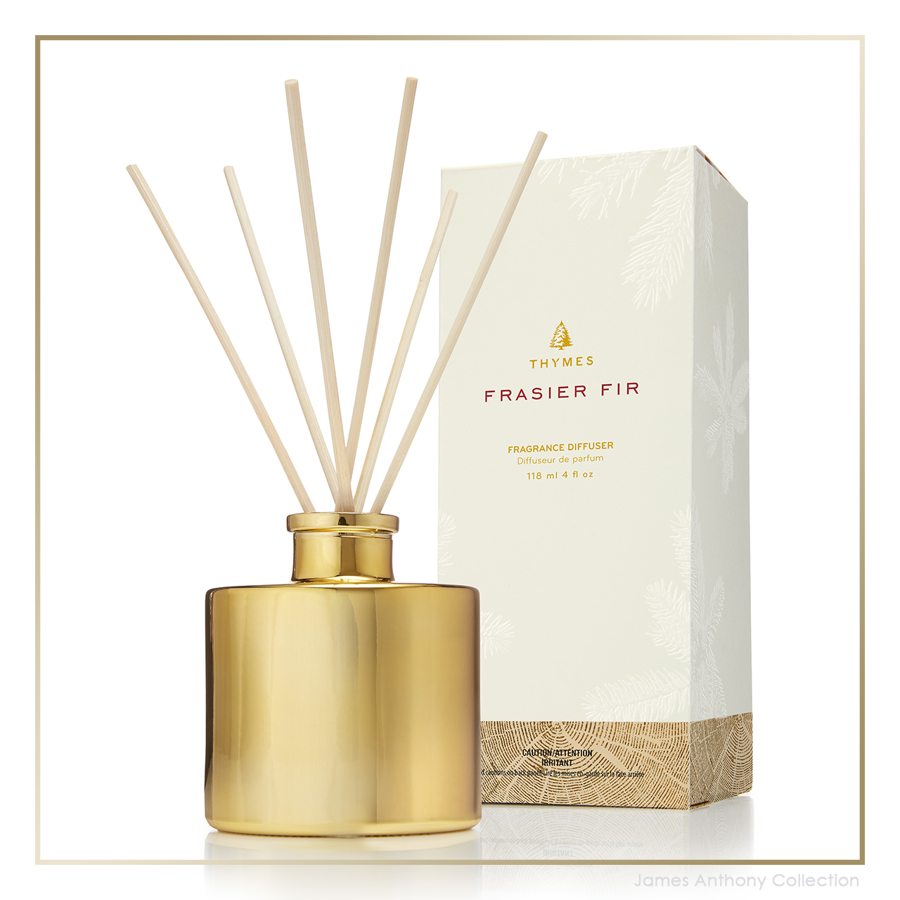 Thymes Frasier Fir Petite Gold Reed Diffuser James Anthony Collection