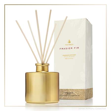 Thymes Frasier Fir Petite Gold Reed Diffuser | James Anthony Collection