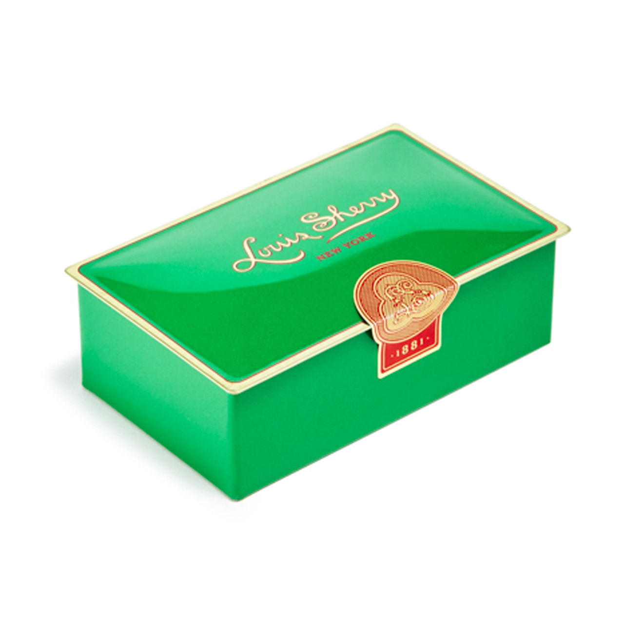 Louis Sherry Chocolates 2-Piece Mistletoe Green Tin | James Anthony Collection