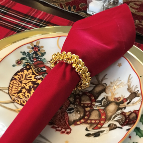 Hand Made Miniature Jingle Bells Napkin Rings - Gold | James Anthony Collection