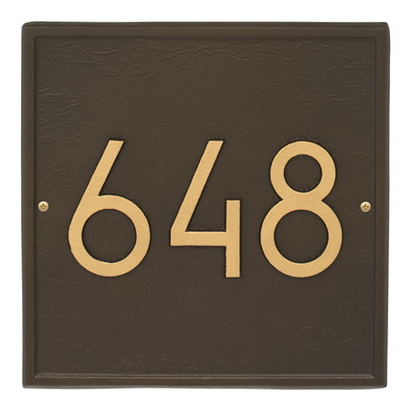 Whitehall Square Modern Address Plaque Aged Bronze - James Anthony Collection