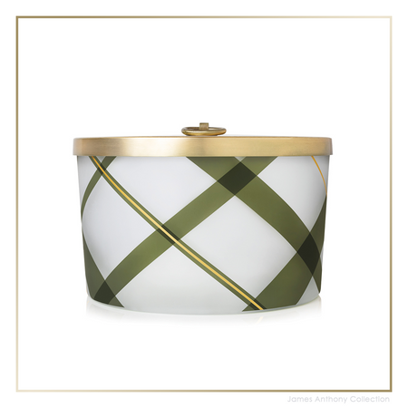 Thymes Frasier Fir Frosted Plaid Large Poured Candle | James Anthony Collection