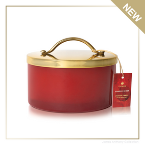 Thymes Simmered Cider Harvest Red Jar Poured Candle with Gold Lid - UPC 637666049632 | James Anthony Collection
