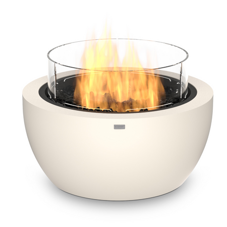 EcoSmart Pod 30 Fire Pit Bowl in Bone with Glass Screen | James Anthony Collection