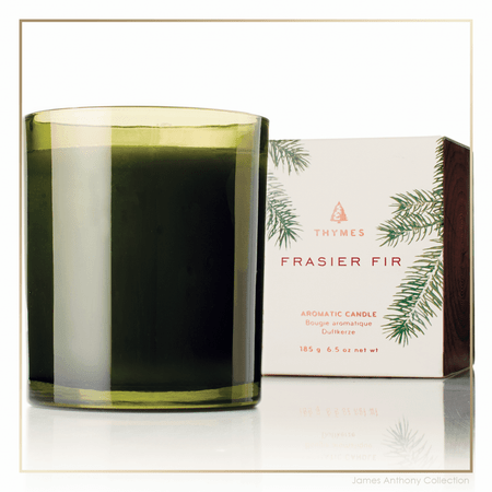 Thymes Frasier Fir Poured Candle Green Glass | James Anthony Collection