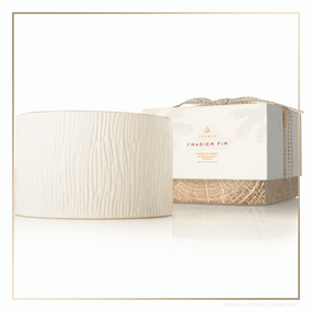 Thymes Frasier Fir Gilded Collection 3-Wick Ceramic Candle | James Anthony Collection