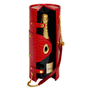 Picnic at Ascot Wine Purse in Faux Red Croc | James Anthony Collection