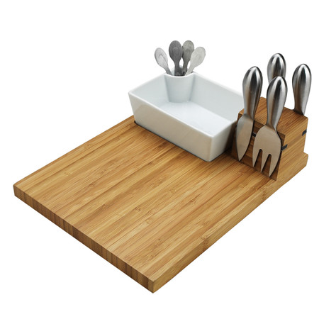 Buxton Bamboo Cheese Board Set with 4 Tools
