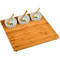 Bamboo Serving Platter with 3 Olive Motif Ceramic Bowls