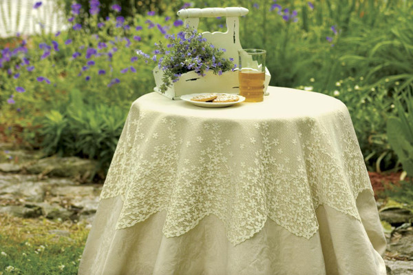 Blossom Lace 42" Round Tablecloth - 734573098392