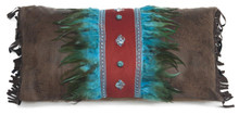 Turquoise Feather & Diamonds Pillow - 035731121700