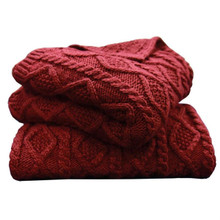 Red Cable Knit Throw - 813654029064