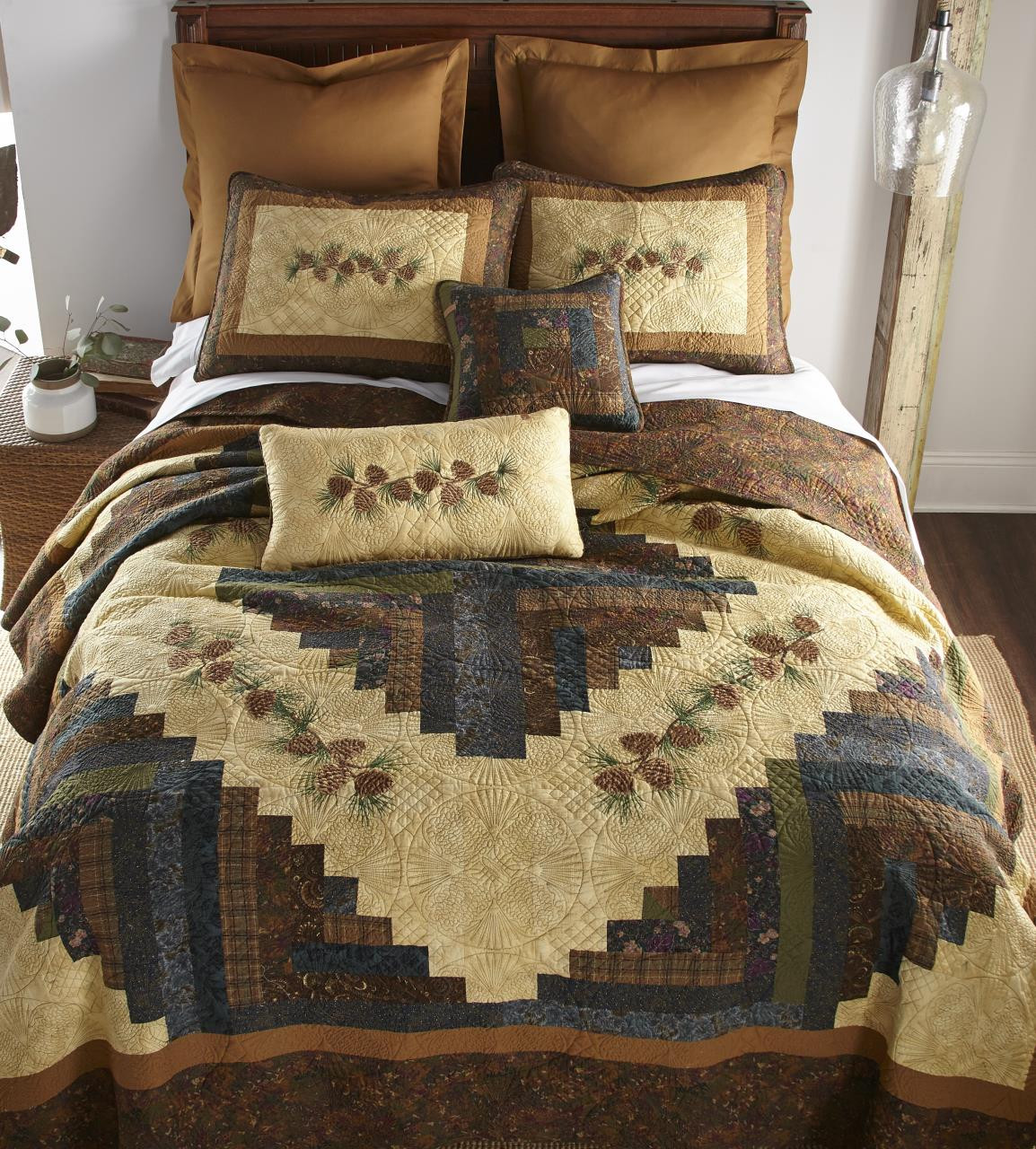 Cabin Raising Pine Cone Quilt Collection -