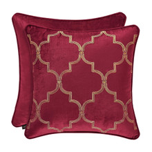 Maribella Crimson 18" Square Embellished Pillow - 846339092350