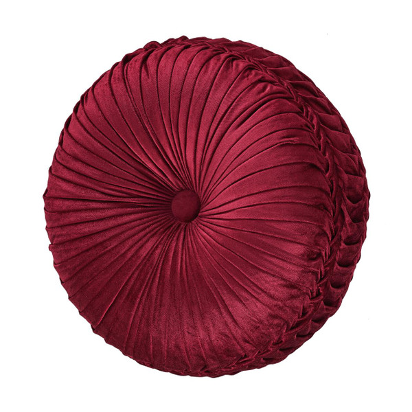 Maribella Crimson Tufted Round Pillow - 846339092411
