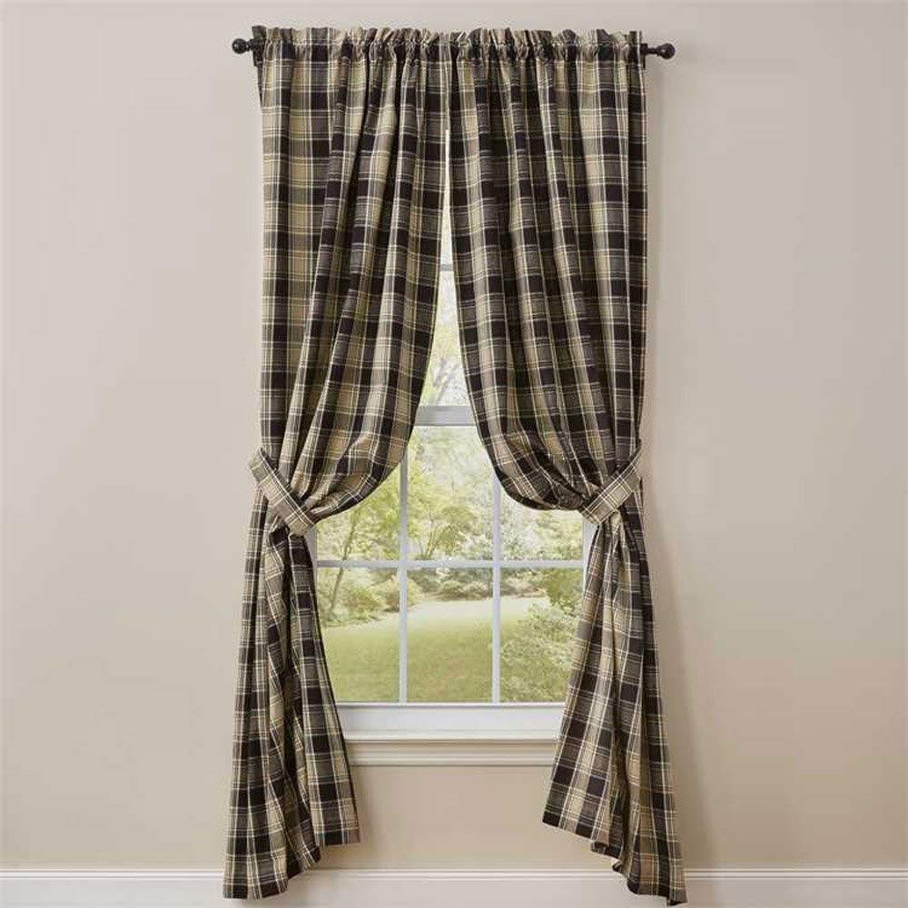 Soapstone Black & Tan Plaid Curtain Collection -