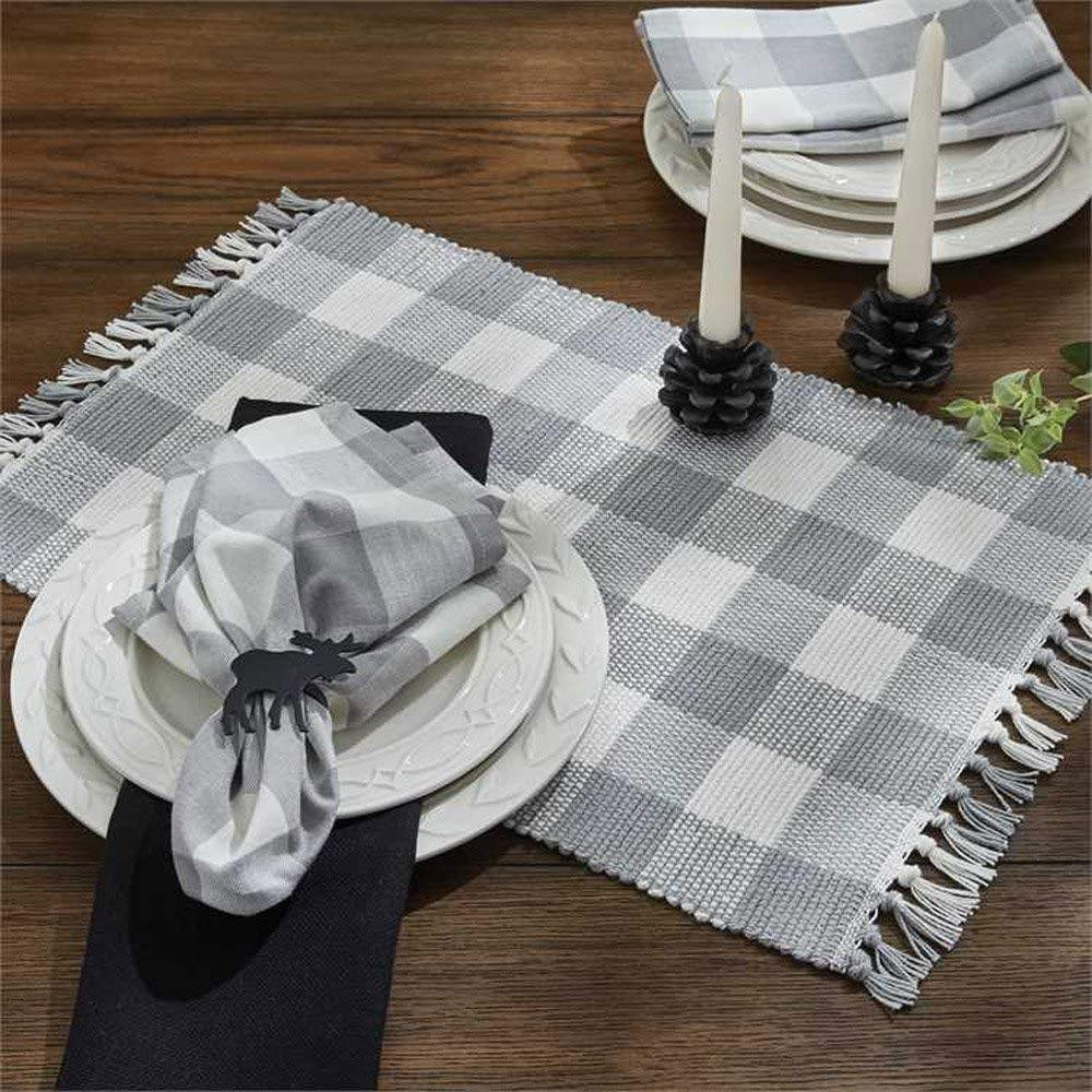 Wicklow Gray & White Check Yarn Placemat - 608614379781