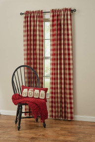 Wicklow Red & White Check Lined Curtain Pair - 608614379842