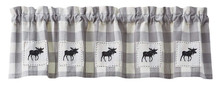 Wicklow Gray & White Check Moose Patch Lined Valance - 608614379897