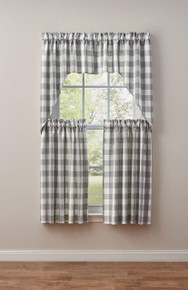 Wicklow Gray & White Check Swag Valance Pair - 608614379859