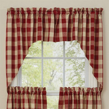 Wicklow Red & White Check Swag Valance Pair - 608614379866