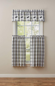 Wicklow Gray & White Check Tier Curtain Pair - 608614379903