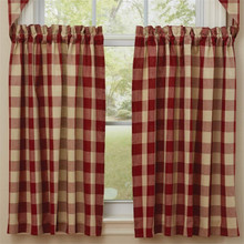 Wicklow Red & White Check Tier Curtain Pair - 608614379910