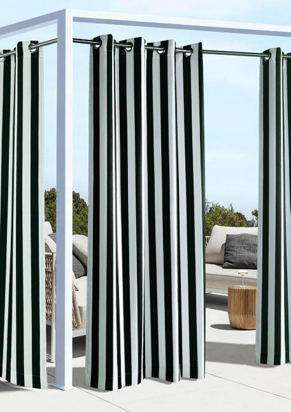 Coastal Stripe Outdoor Grommet Curtain - 069556528369