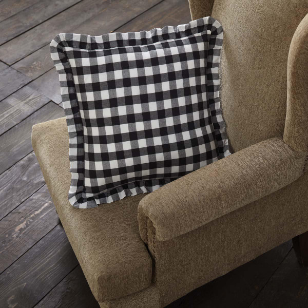 Annie Buffalo Black Check Ruffled Fabric Pillow - 840528164903