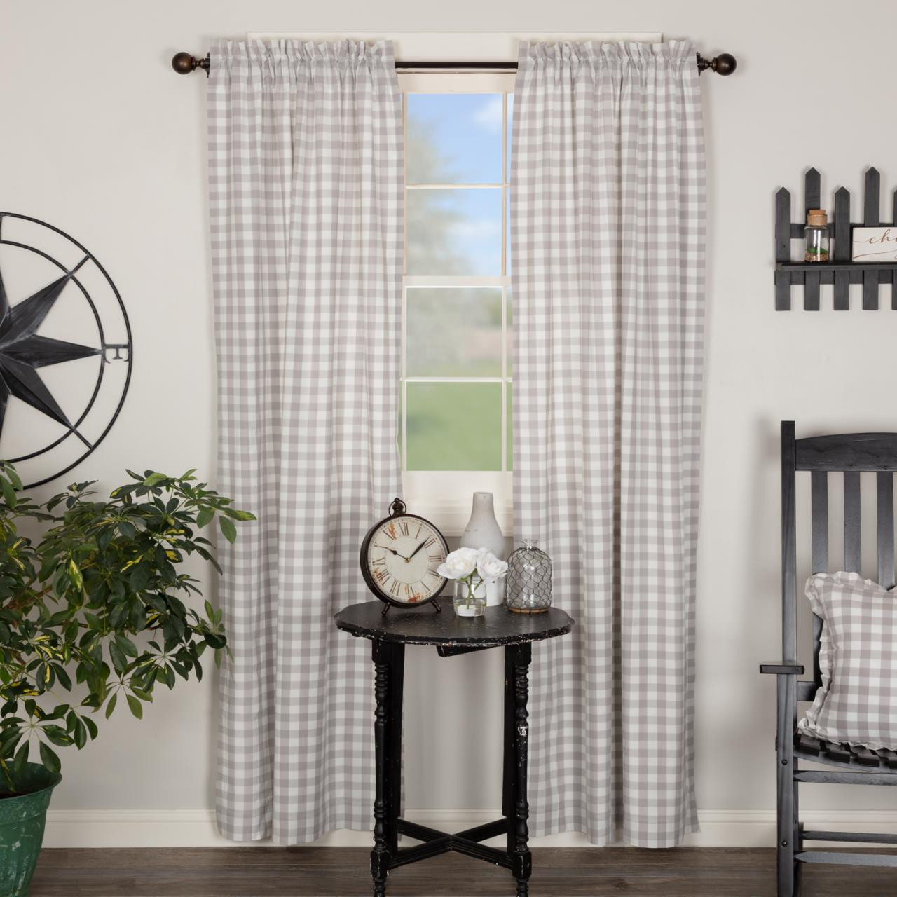 Annie Buffalo Grey Check Curtains - 840528165139