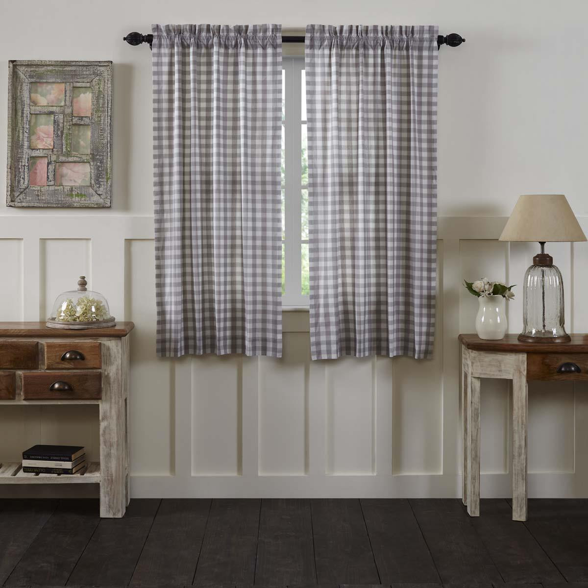 Annie Buffalo Grey Check Short Curtains - 840528165146