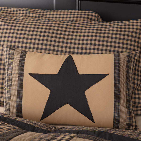 Black Check Star Patch Pillow - 840528173332