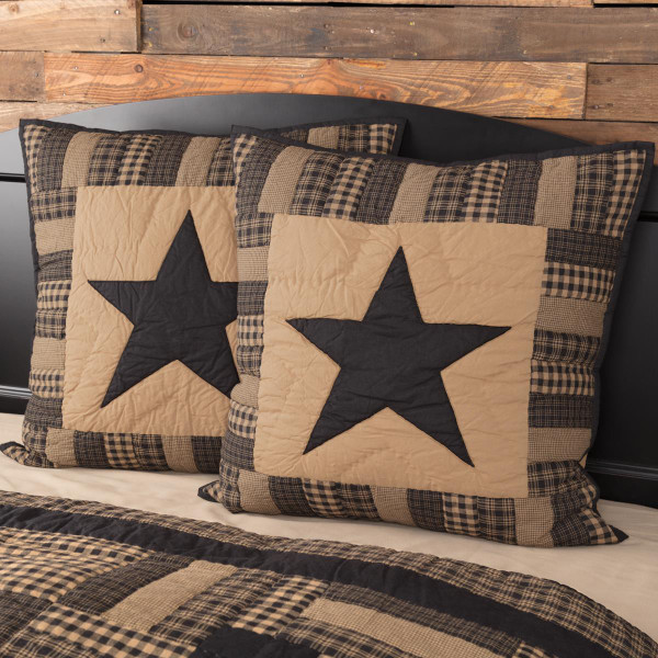 Black Check Star Quilted Euro Sham - 840528173288