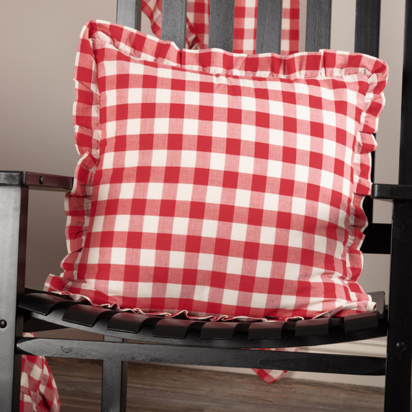Annie Buffalo Red Check Ruffled Fabric Pillow - 840528178856