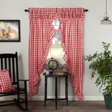 Annie Buffalo Red Check Ruffled Prairie Long Curtains - 840528178887