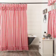 Annie Buffalo Red Check Ruffled Shower Curtain - 840528178924