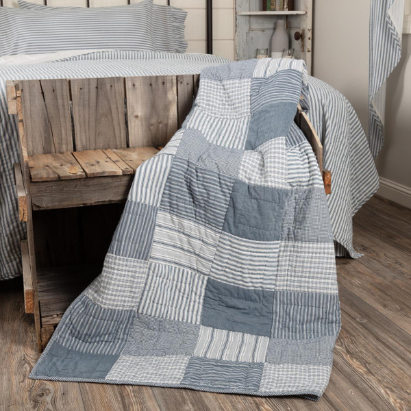 Sawyer Mill Blue Block Quilted Throw - 840528180279