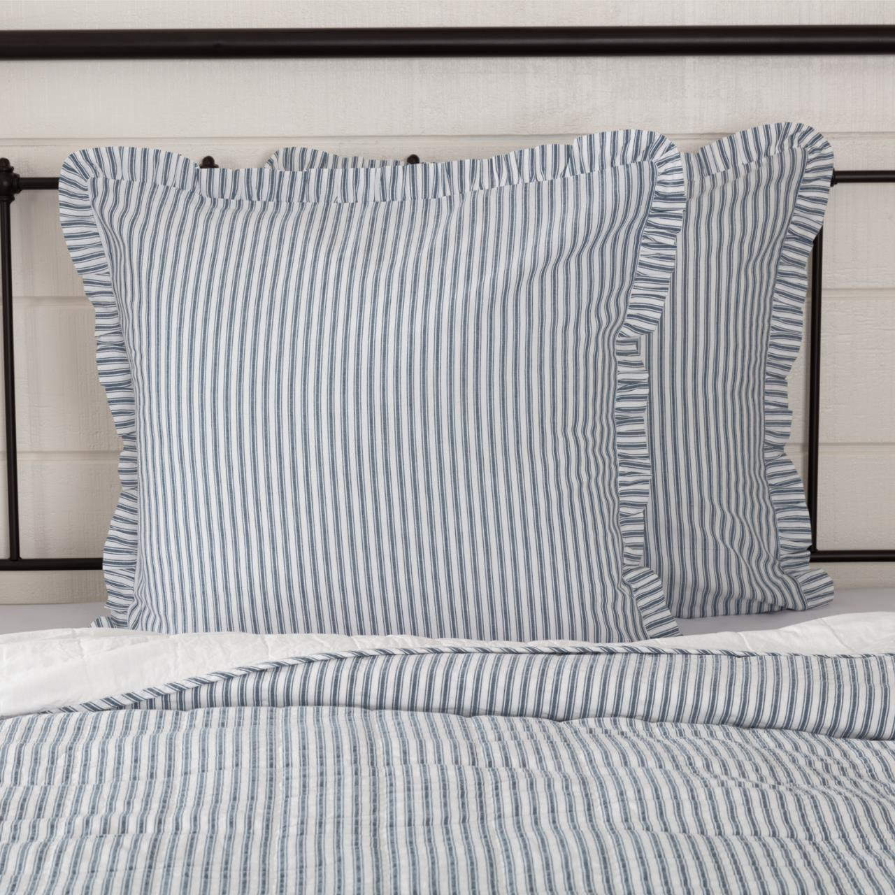 Details about   VHC Brands Sawyer Mill Farmhouse Charcoal Ticking Stripe King Sham 21x37" 