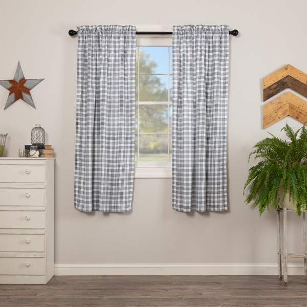 Sawyer Mill Blue Plaid Short Curtains - 840528180507