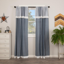 Sawyer Mill Blue Panel with Attached Patchwork Valance Set - 840528180569