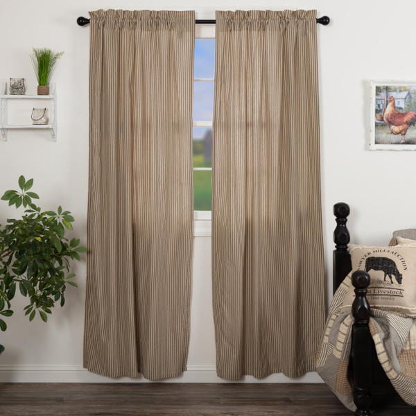 Sawyer Mill Charcoal Ticking Stripe Curtains - 840528180712