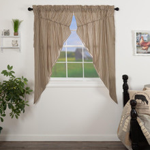 Sawyer Mill Charcoal Ticking Stripe Prairie Short Curtains - 840528180743