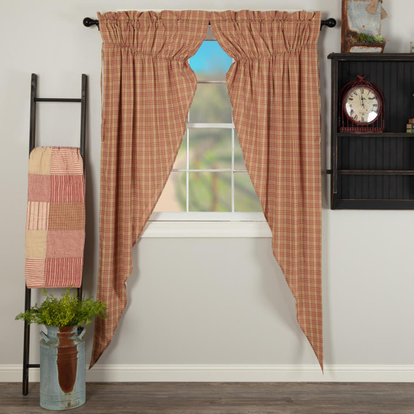 Sawyer Mill Red Plaid Prairie Long Curtains - 840528181085