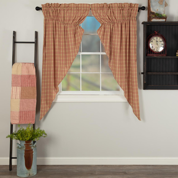 Sawyer Mill Red Plaid Prairie Short Curtains - 840528181092
